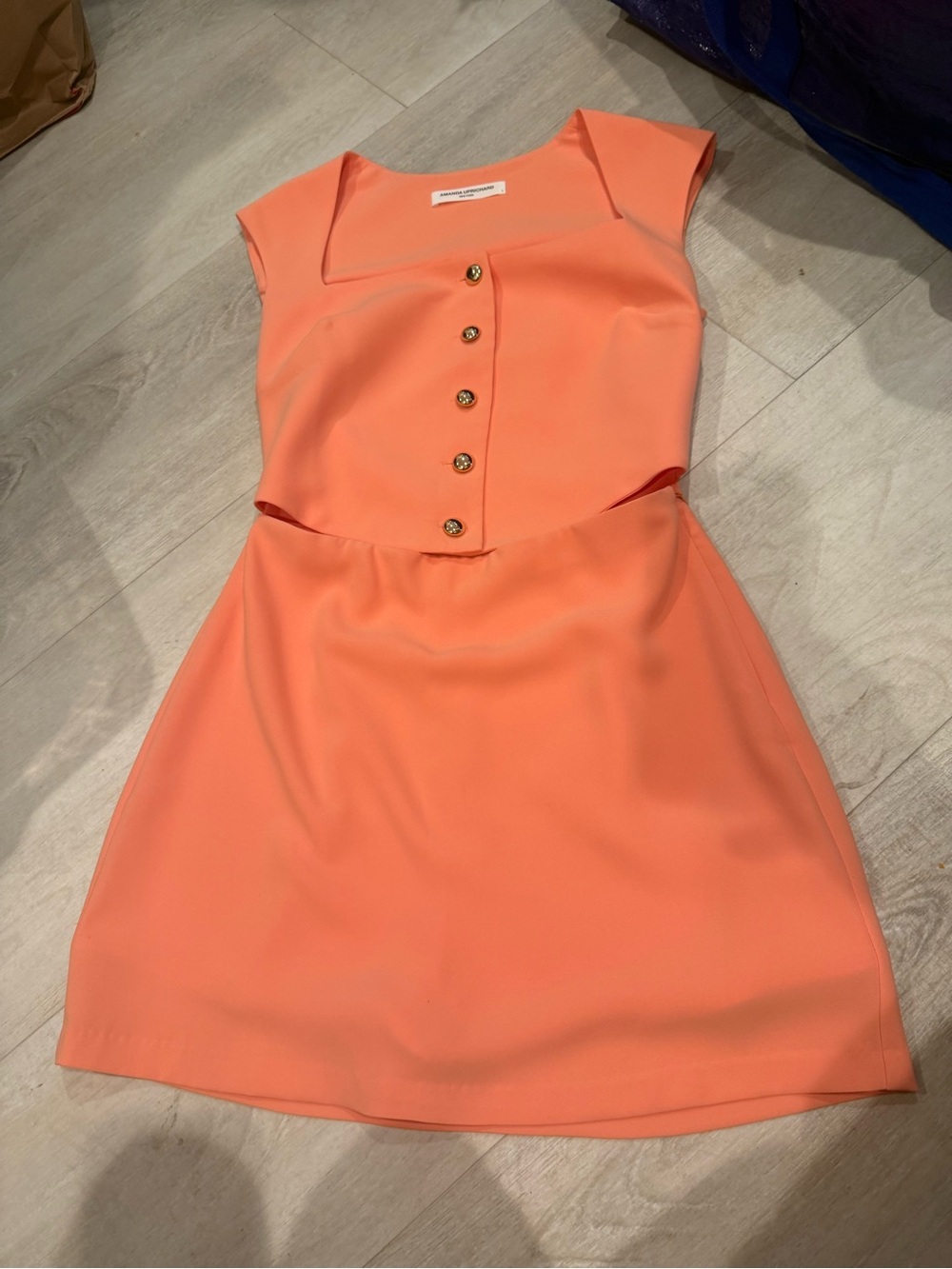 Amanda Uprichard Coral Square-Neck Sleeveless Jumpsuit